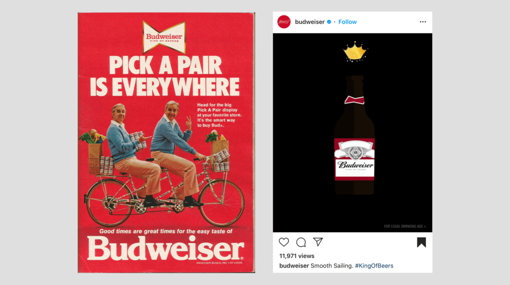 Budweiser Poster compared with Budweiser Instagram Post