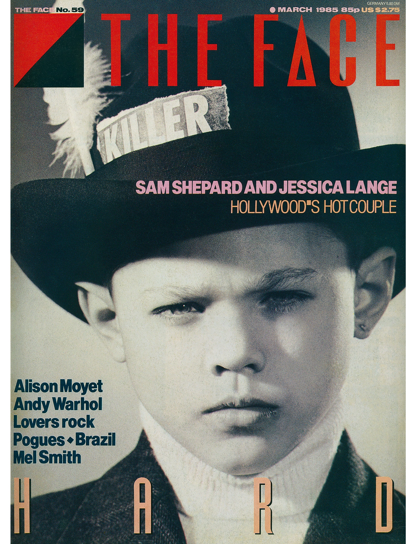 A magazine cover with a geometric red masthead reading 