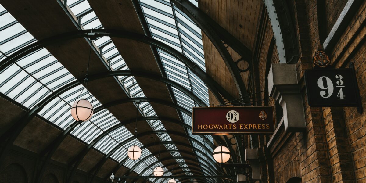 Hogwarts' famous Platform 9 3/4 from the train station