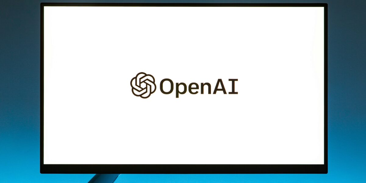 Open AI logo on a screen