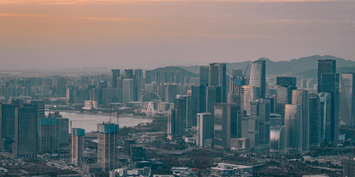 landscape of a city at dusk