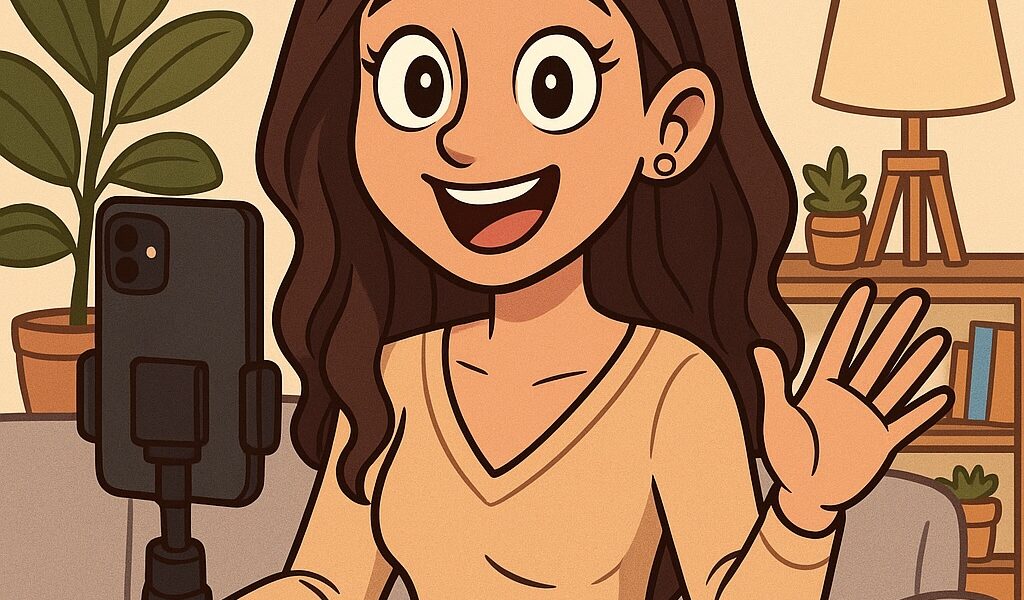 influencer creating a marketing video on her phone