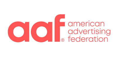 Sweeney Web Logos Awards-05 American Advertising Federation AAF logo in coral red on white background