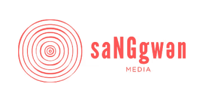 Sweeney Partner Logos-13 saNGgwən Media logo with concentric-ring mark in coral red on white background