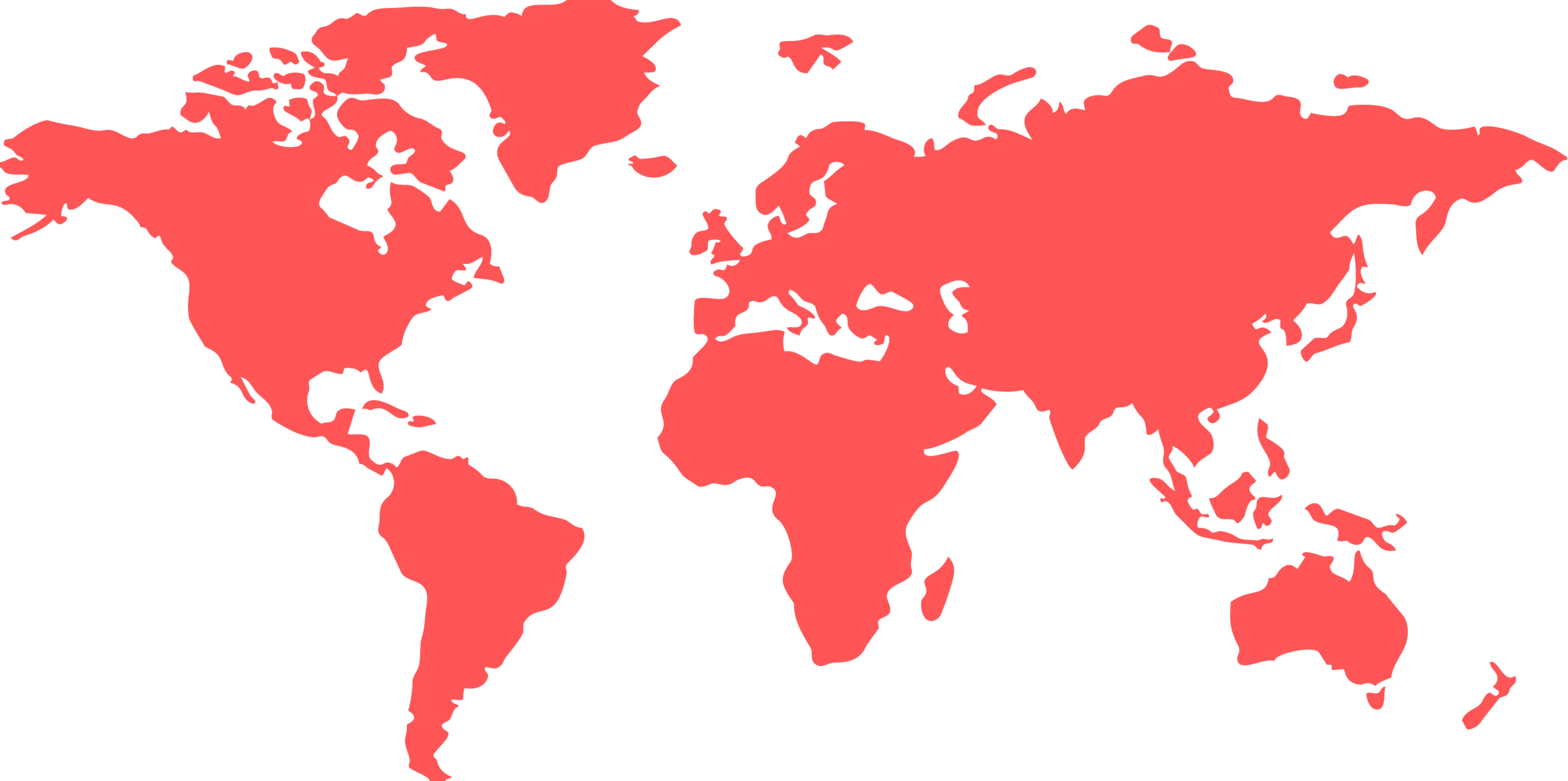 World Map Flat world map silhouette in coral red on white background