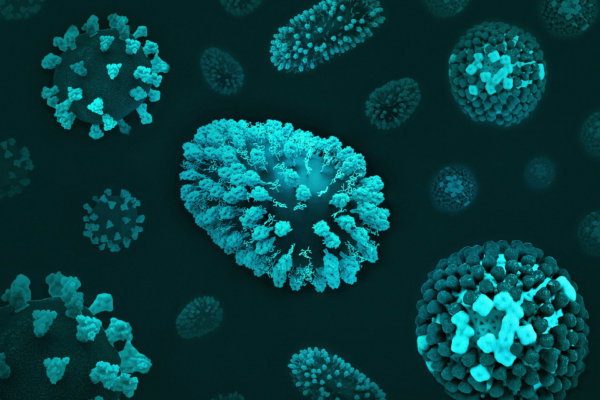 germs under a microscope